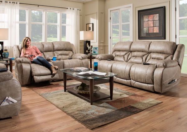 Picture of Badlands POWER Reclining Sofa Set - Light Brown