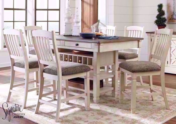 Antique White Bolanburg Dining Set by Ashley Furniture Table and Upholstered Seating on 6 Chairs in a Room Setting | Home Furniture Plus Mattress