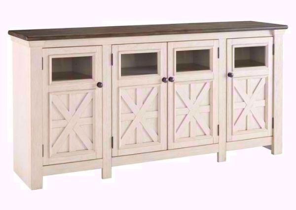 Cut Out of the Bolanburg TV Stand or Credenza by Ashley Furniture with White Finish and 4 Cabinets  | Home Furniture Plus Bedding