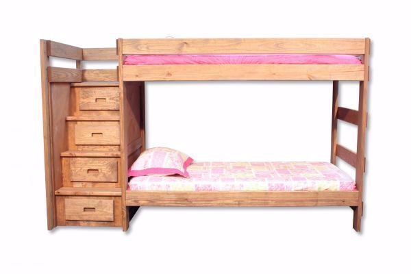 Duncan Twin & Twin Staircase Bunk Bed, Light Brown, Front Facing  | Home Furniture Plus Bedding