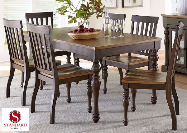 Dunmore 7 Piece Dining Table Set, Brown, Room View | Home Furniture Plus Bedding