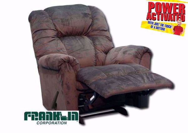 Dark Brown Ruben Power Rocker Recliner at an Angle in the Reclined Position | Home Furniture Plus Mattress