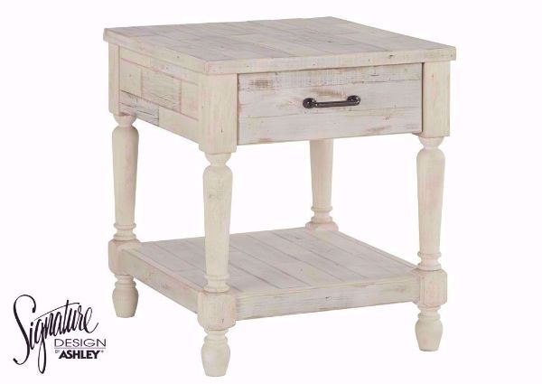 White Shawnalore End Table with 1 Drawer and Open Bottom Shelf by Ashley Furniture | Home Furniture Plus Bedding