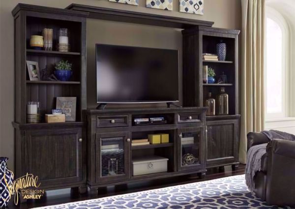 Dark Brown Townser Entertainment Center by Ashley in Room Setting | Home Furniture Plus Bedding