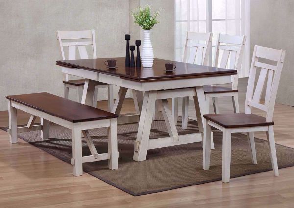 Winslow 6 Piece Dining Table Set, White, Room View | Home Furniture Plus Mattress