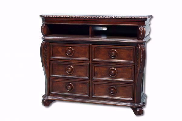 Sable Brown Hillsboro TV Bedroom Chest at an Angle | Home Furniture Plus Mattress