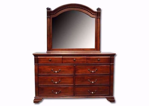 Warm Brown Isabella Dresser with Mirror Facing Front | Home Furniture Plus Mattress