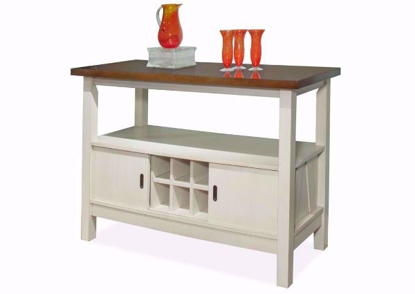 White and Cherry Brown Winslow Farmhouse Buffet at an Angle | Home Furniture Plus Mattress