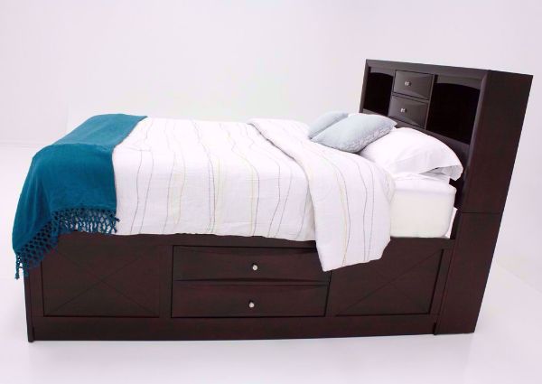 Brown Emily Queen Storage Bed Showing the Side View | Home Furniture Plus Mattress