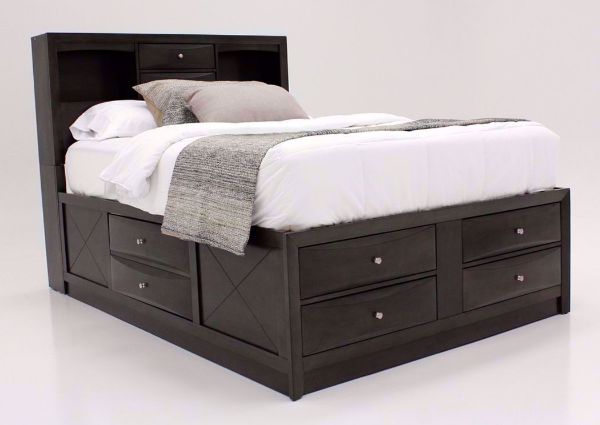 Dark Gray Emily Queen Storage Bed at an Angle | Home Furniture Plus Mattress