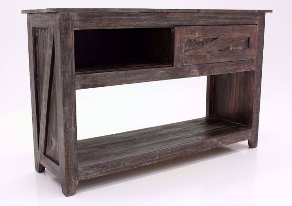 Rustic Brown Midland Sofa/Console Table at an Angle With the Door Right | Home Furniture Plus Bedding