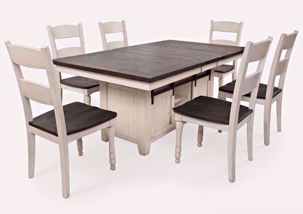 Rustic Brown and White Madison County 7 Piece Dining Table Set at an Angle | Home Furniture Plus Bedding