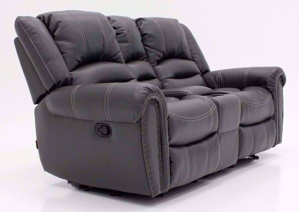 Gray Torino Reclining Loveseat at an Angle | Home Furniture Plus Bedding