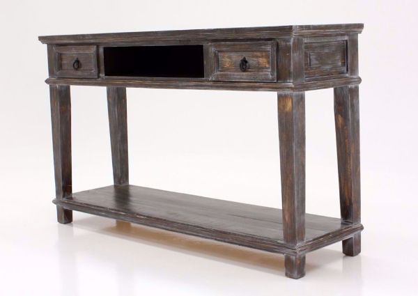 Rustic Dark Brown Europa Antique TV Stand at an Angle | Home Furniture Plus Mattress