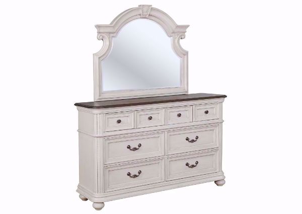 White Keystone Dresser and Mirror at an Angle | Home Furniture Plus Mattress