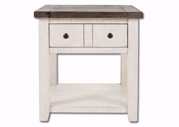 White Two-Tone Madison County End Table Facing Front | Home Furniture Plus Bedding