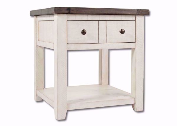 White Two-Tone Madison County End Table at an Angle | Home Furniture Plus Bedding