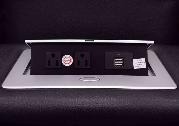 Gray Torino Reclining Sofa USB Port and AC Plug Detail | Home Furniture Plus Bedding