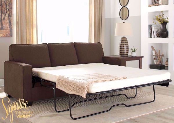 Brown Zeb Sleeper Sofa with Sofa Bed by Ashley Furniture Available in Queen Size  | Home Furniture + Mattress