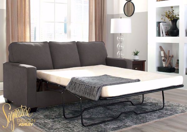 Gray Zeb Sleeper Sofa with Open Full Size Sofa Bed by Ashley Furniture | Home Furniture Plus Bedding