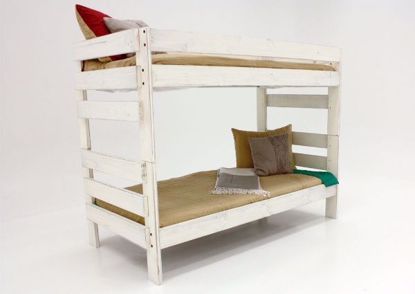 Duncan Twin over Twin Bunk Bed, White, Angle | Home Furniture Plus Bedding
