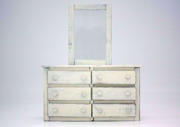 Distressed White Duncan Dresser with Mirror Facing Front | Home Furniture Plus Mattress