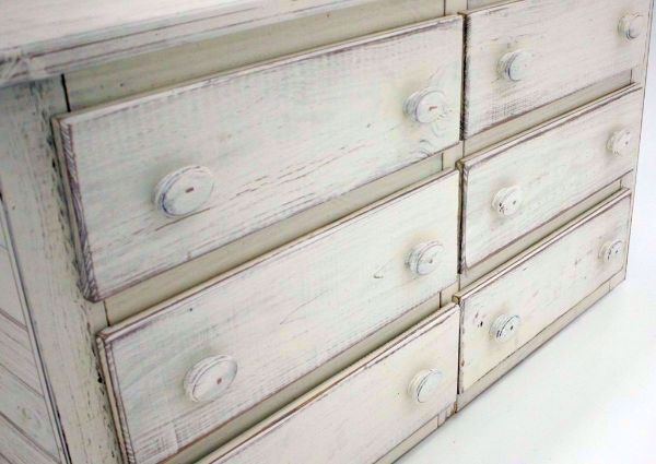 Distressed White Duncan Dresser with Mirror Showing the Drawer Fronts | Home Furniture Plus Mattress