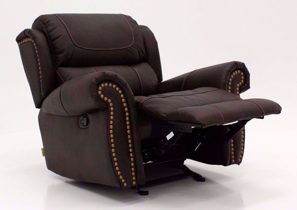 Brown Austin Rocker Recliner at an Angle in the Reclined Position | Home Furniture Plus Mattress