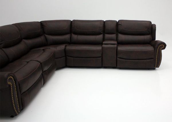 View of Right Facing Section of the Austin Power Reclining Sectional Sofa with Dark Brown Microfiber Upholstery | Home Furniture + Mattress