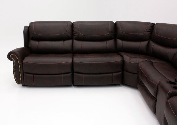 View of Left Facing Section of the Austin Power Reclining Sectional Sofa with Dark Brown Microfiber Upholstery | Home Furniture + Mattress
