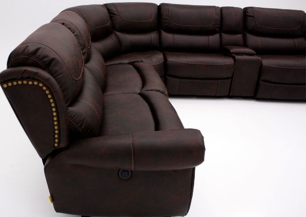 Side View of Left Facing Section of the Austin Power Reclining Sectional Sofa with Dark Brown Microfiber Upholstery | Home Furniture + Mattress