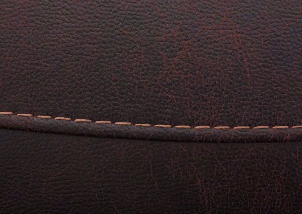 Close Up of Detail Stitching Accents on the Austin Power Reclining Sectional Sofa with Dark Brown Microfiber Upholstery | Home Furniture + Mattress