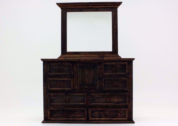 Rustic Dark Brown Amarillo Dresser with Mirror Facing Front | Home Furniture Plus Mattress