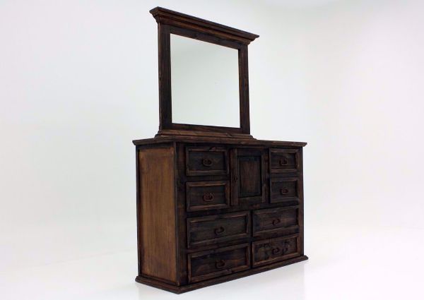 Rustic Dark Brown Amarillo Dresser with Mirror at an Angle | Home Furniture Plus Mattress