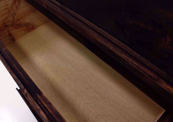 Rustic Dark Brown Amarillo 4 Drawer Chest Showing the Drawer Interior | Home Furniture Plus Bedding