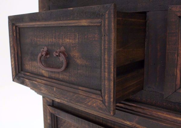 Dark Brown Amarillo Door Chest of Drawers Showing the Drawer Open | Home Furniture Plus Mattress
