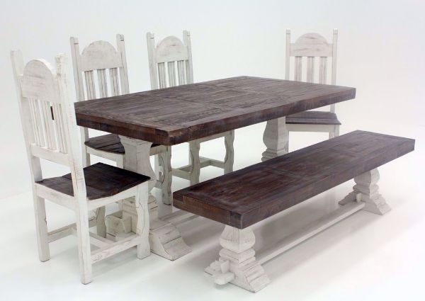 Colorado 6 Piece Table Set, Gray and White, Angle From Left | Home Furniture Plus Bedding