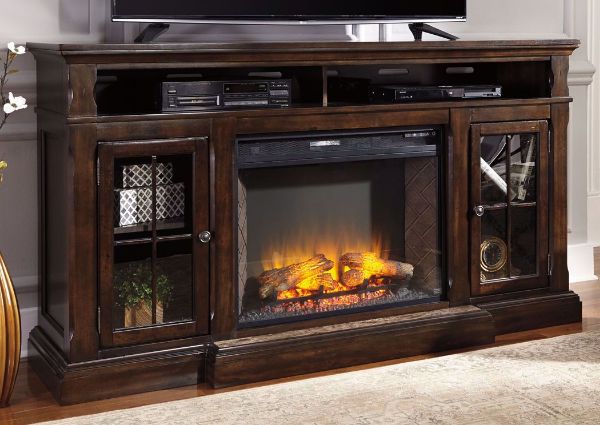 Picture of Roddinton 72 Inch TV Stand With Fireplace - Brown
