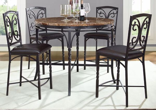 Picture of Tuscan 5 Piece Bar Height Dining Table Set - Brown