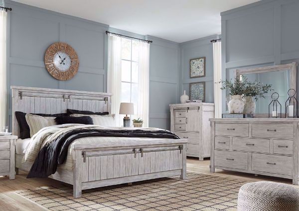 Brashland Bedroom Set by Ashley Furniture in Room Setting. Set Includes Bed, Dresser with Mirror and 1 Nightstand | Home Furniture Plus Bedding