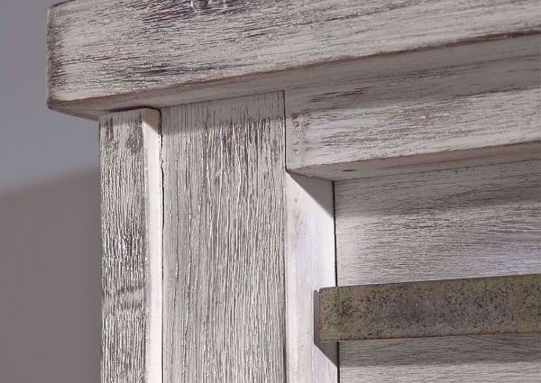 Close Up of Rustic White Rub Through Finish on the Brashland Chest of Drawers by Ashley Furniture | Home Furniture Plus Bedding