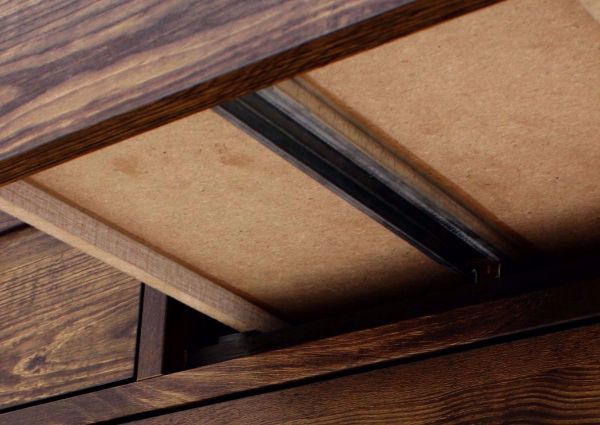 Cheyenne Nightstand, Dark Brown, Bottom Metal Drawer Glide Detail | Home Furniture Plus Mattress
