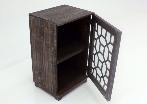 Chisum Accent Cabinet, Barnwood, Angle, Open | Home Furniture Plus Bedding