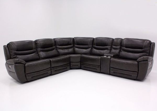 Front Facing View of the  Dallas POWER Reclining Sectional Sofa  with Gray Upholstery | Home Furniture Plus Bedding