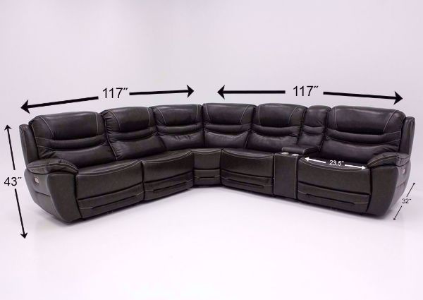 Gray Dallas POWER Reclining Sectional Sofa Dimensions | Home Furniture Plus Bedding