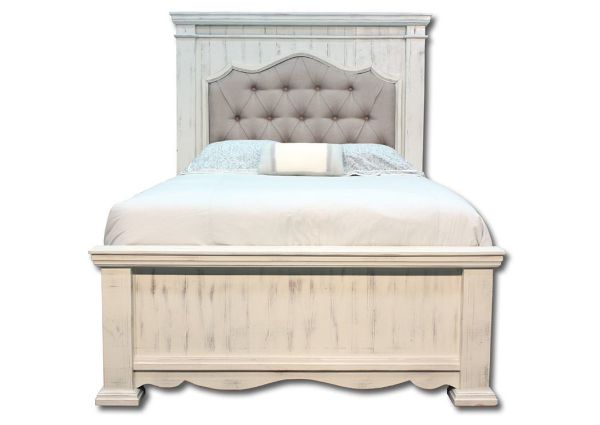 White Jasper Queen Bed With an Upholstered Headboard Facing Front | Home Furniture Plus Mattress