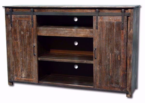 Barnwood Brown Maverick TV Stand Hutch by Vintage at an Angle | Home Furniture Plus Bedding
