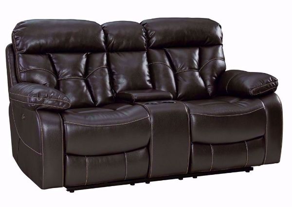 Java Brown Peoria Reclining Loveseat at an Angle | Home Furniture Plus Mattress