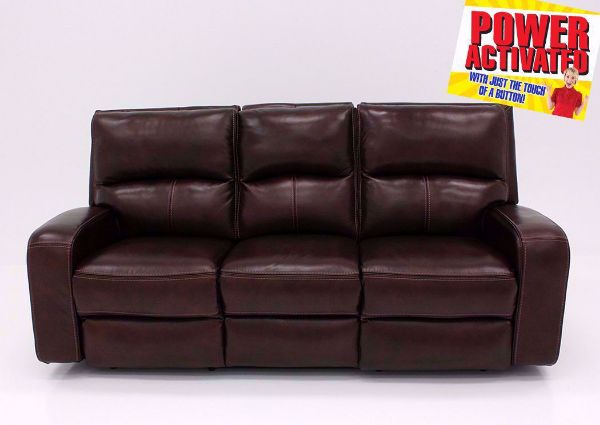 Brown Branson POWER Reclining Sofa, Brown with Leather Upholstery, Front Facing | Home Furniture Plus Mattress