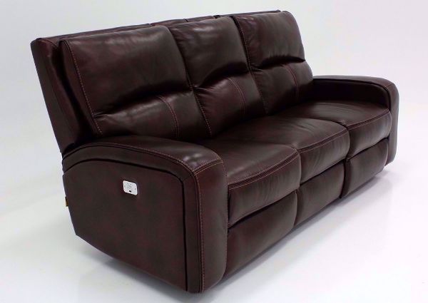 Brown Branson POWER Reclining Sofa with Leather Upholstery at an Angle | Home Furniture Plus Mattress